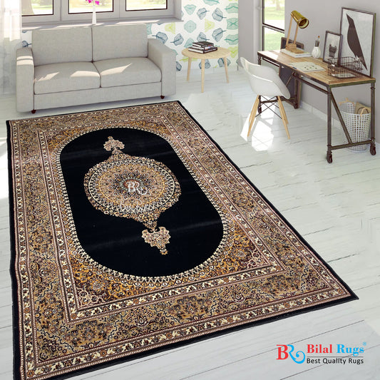 Persian polypropylene Rug,back woven(Article-22-Black  )