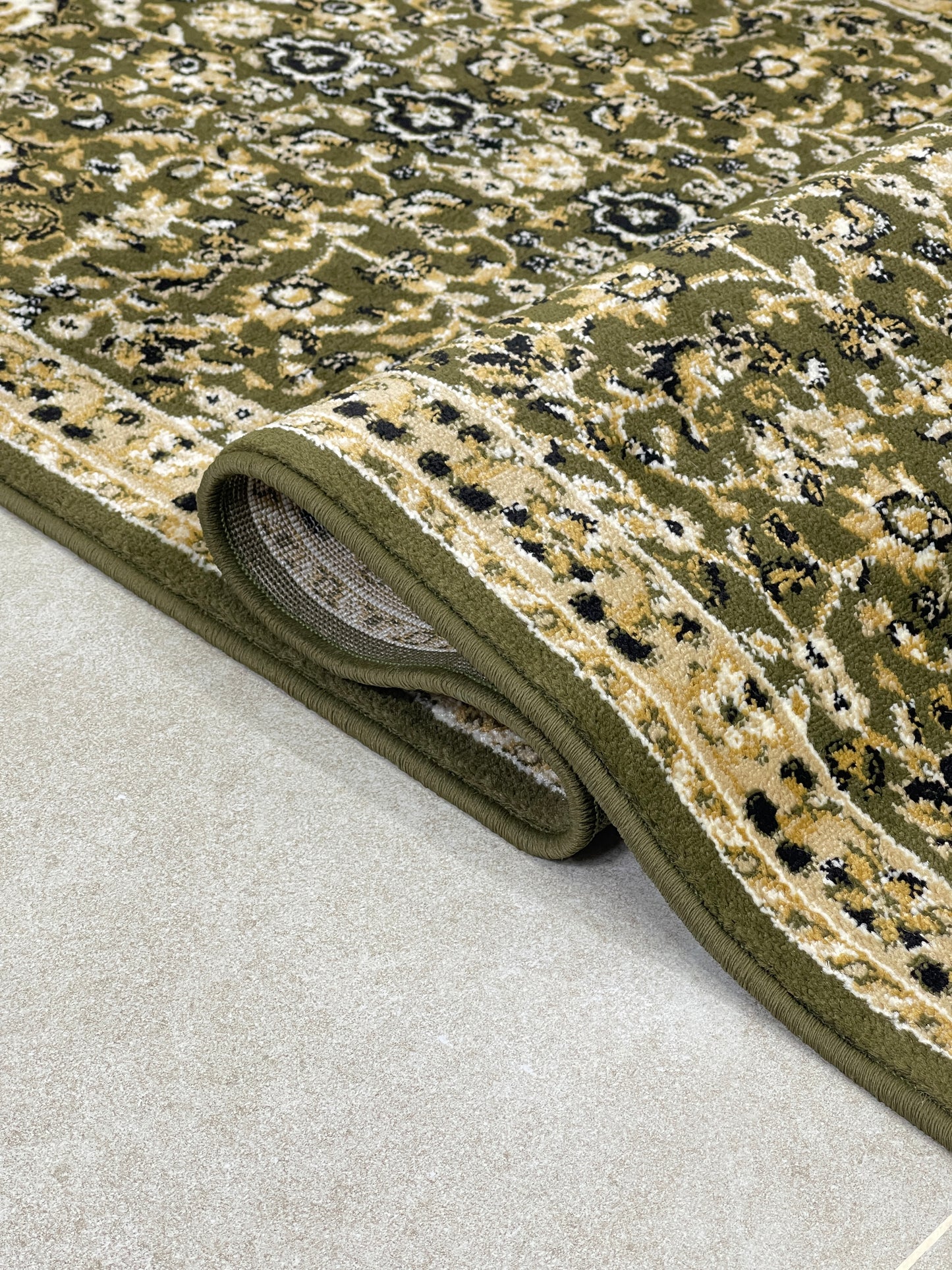 Green Persian Polypropylene Woven Rug.
 Size : 2.6 ft width x 6.6 ft length
 (80 cm x 200cm)