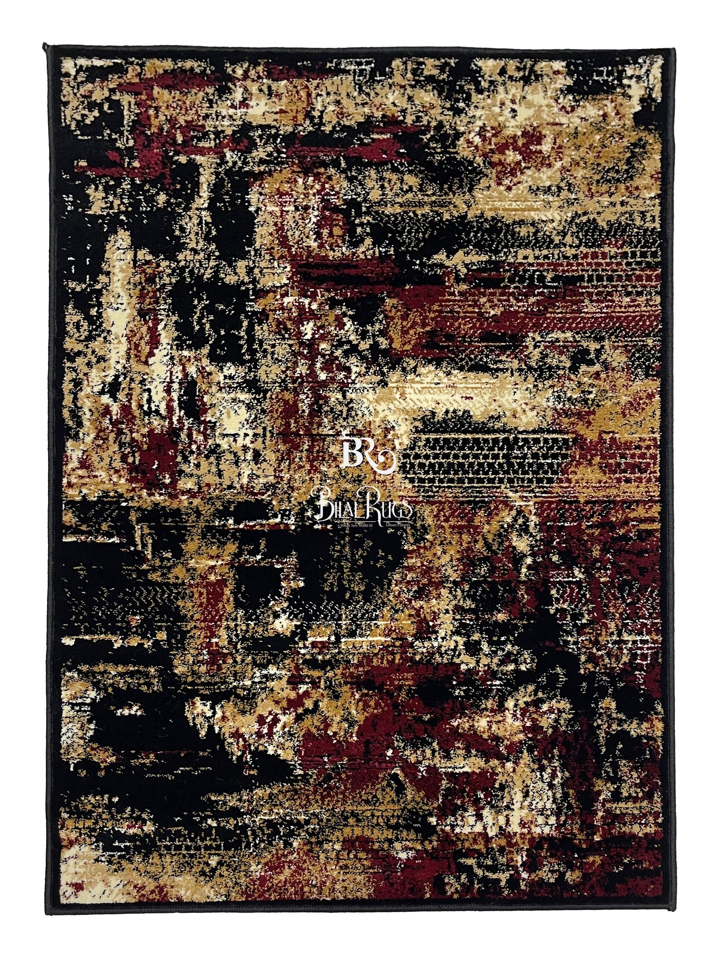 Modern Polypropylene Rug,Woven Back (Article-72-Black) Size : 3 ft width x 5 ft length (100cm x 150 cm)