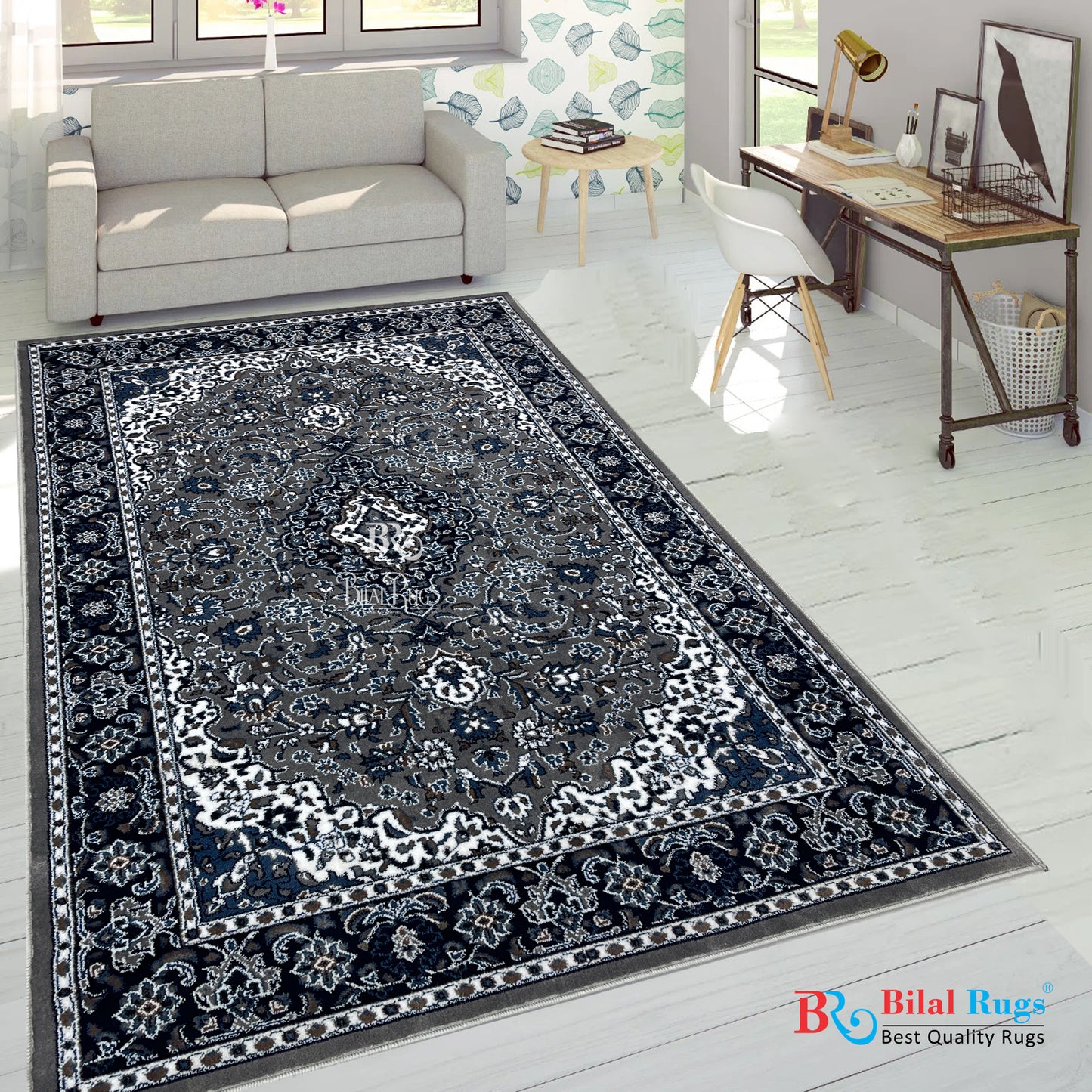 Persian Polypropylene Rug,back woven(Article-01-Grey)
Size : 5ft width  x 7.3ft length (150cm x 220cm)