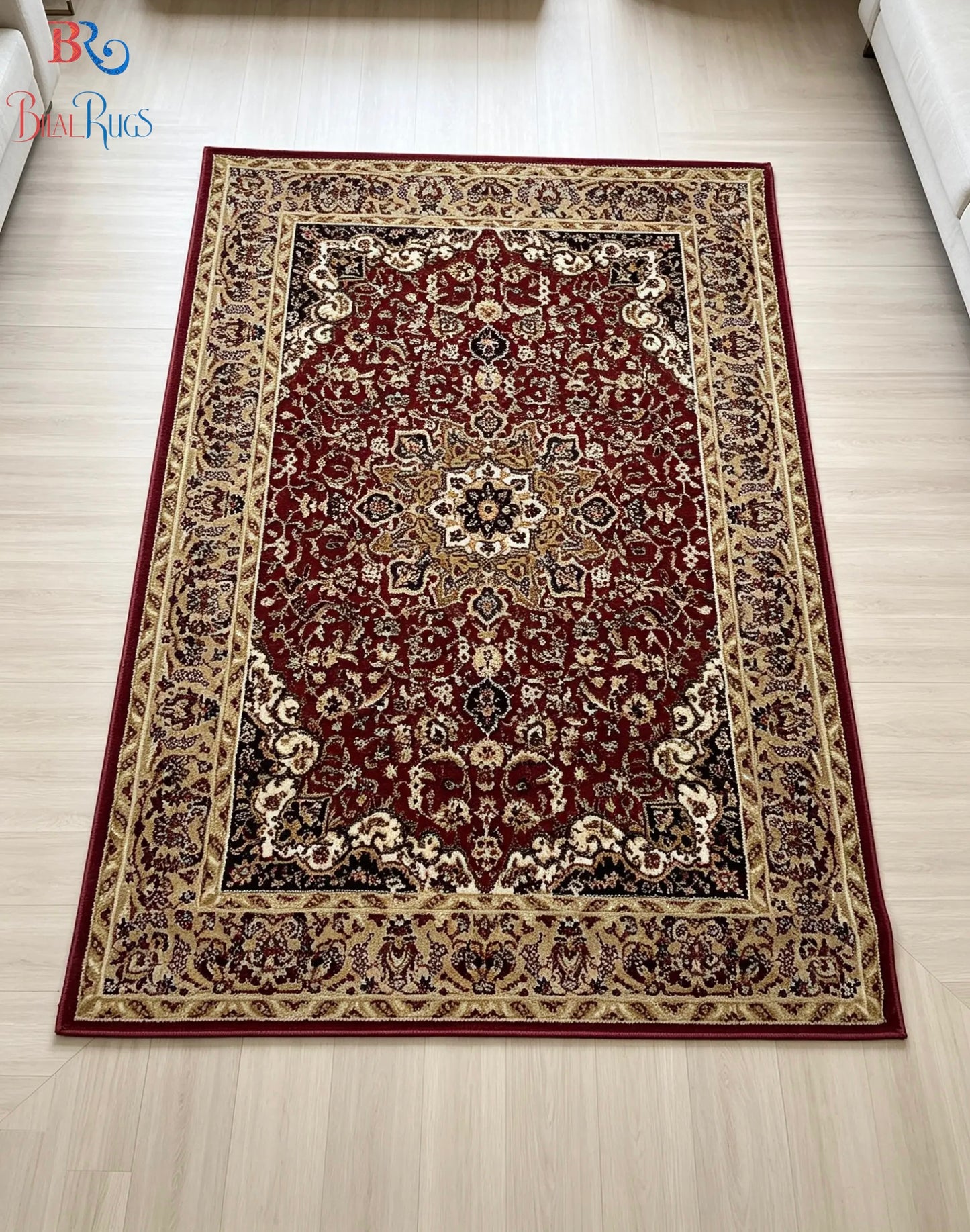 Persian Polypropylene Rug,Woven Back
(Article-20-Red)
Size : 4 ft width x 5.6 ft length (120 cm x 170 cm)