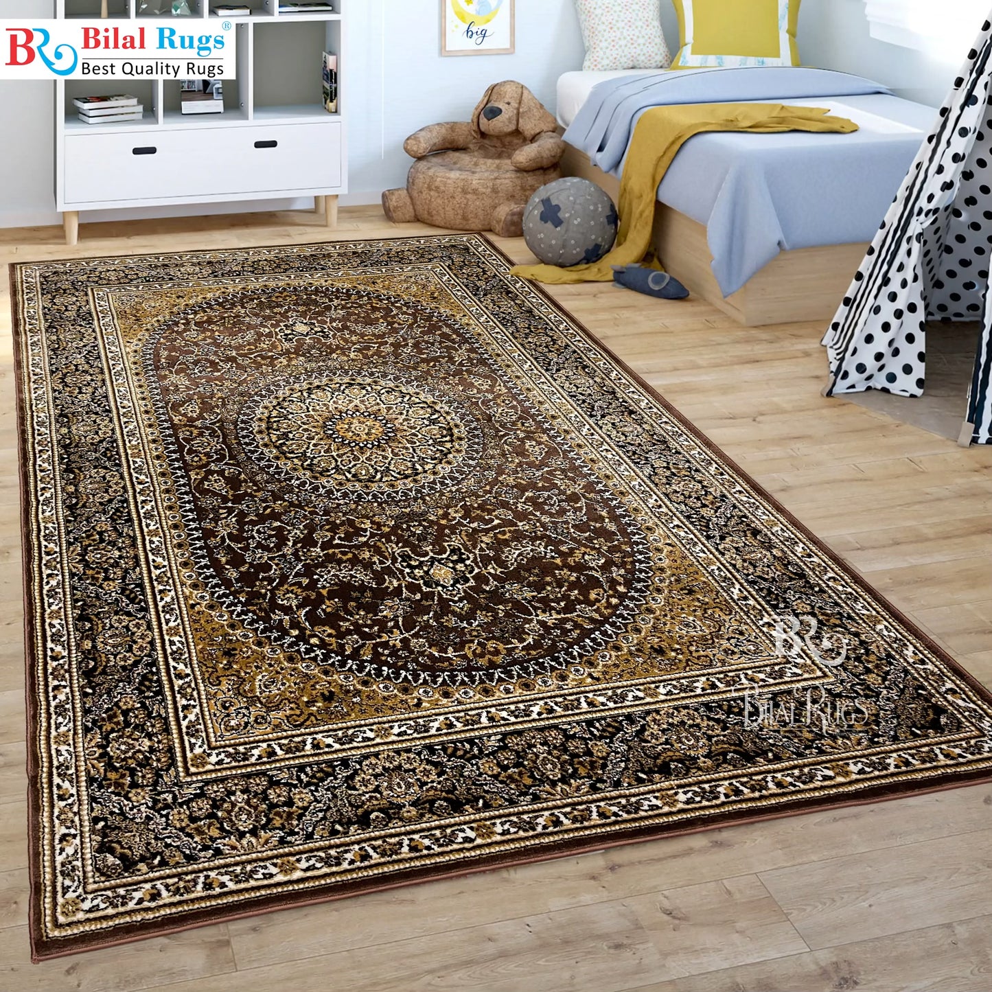 Persian polypropylene Rug,back woven(Article-22-Brown)
