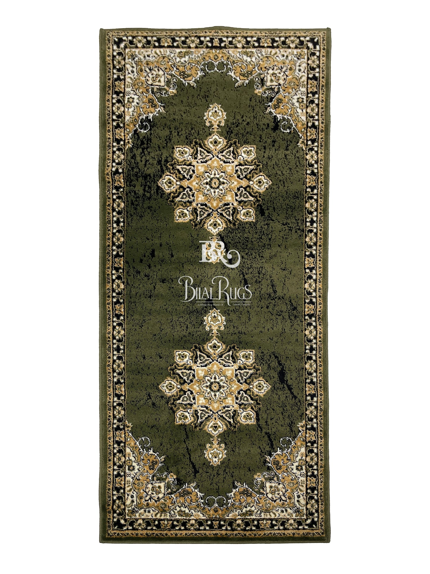 Green Persian Polypropylene Woven Rug.
 Size : 2.6 ft width x 6.6 ft length
 (80 cm x 200cm)