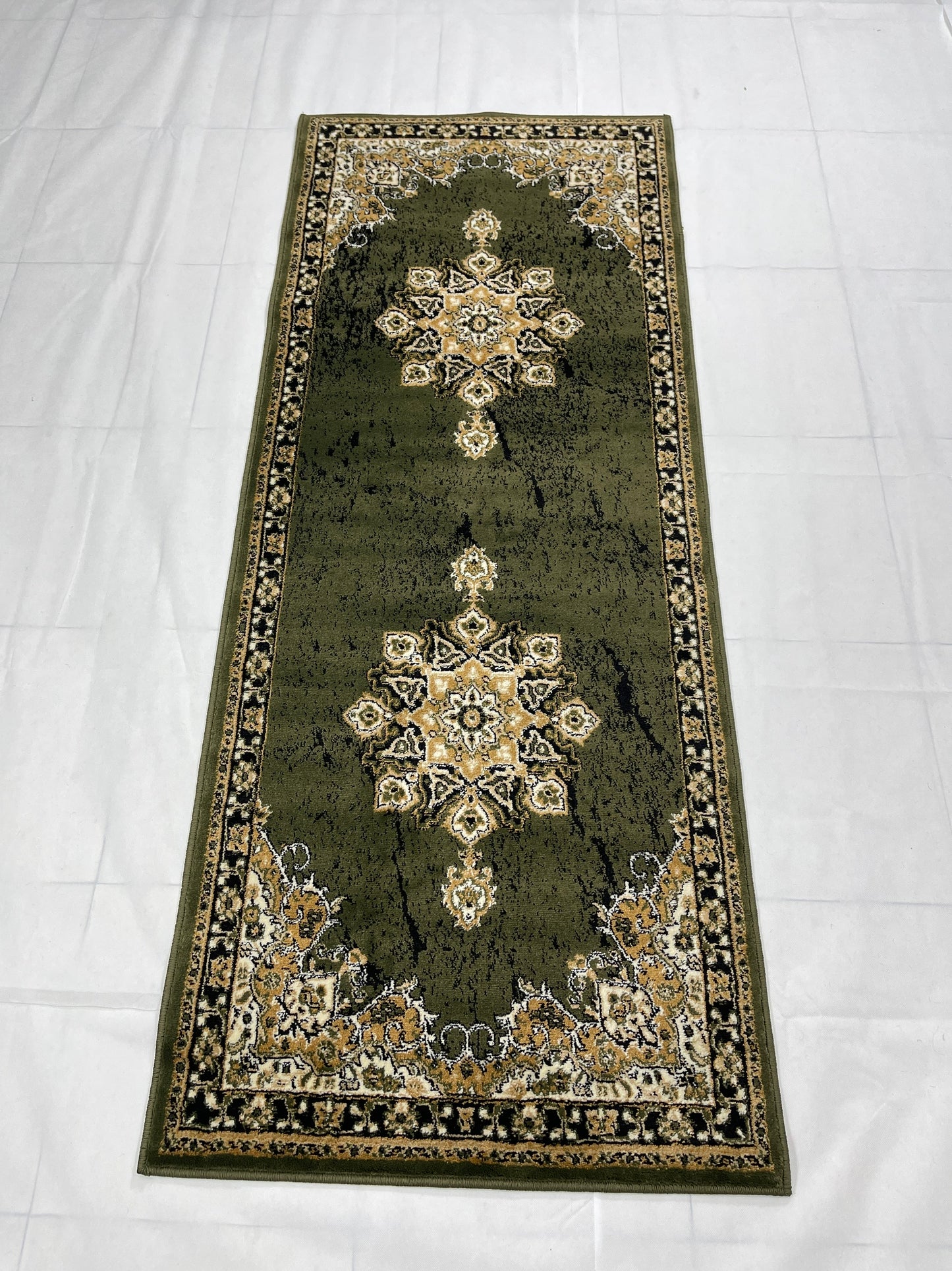 Green Persian Polypropylene Woven Rug.
 Size : 2.6 ft width x 6.6 ft length
 (80 cm x 200cm)