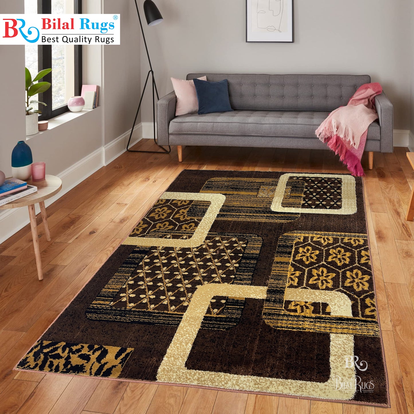 Modern  Polypropylene Rug,back woven(Article-611-Brown)