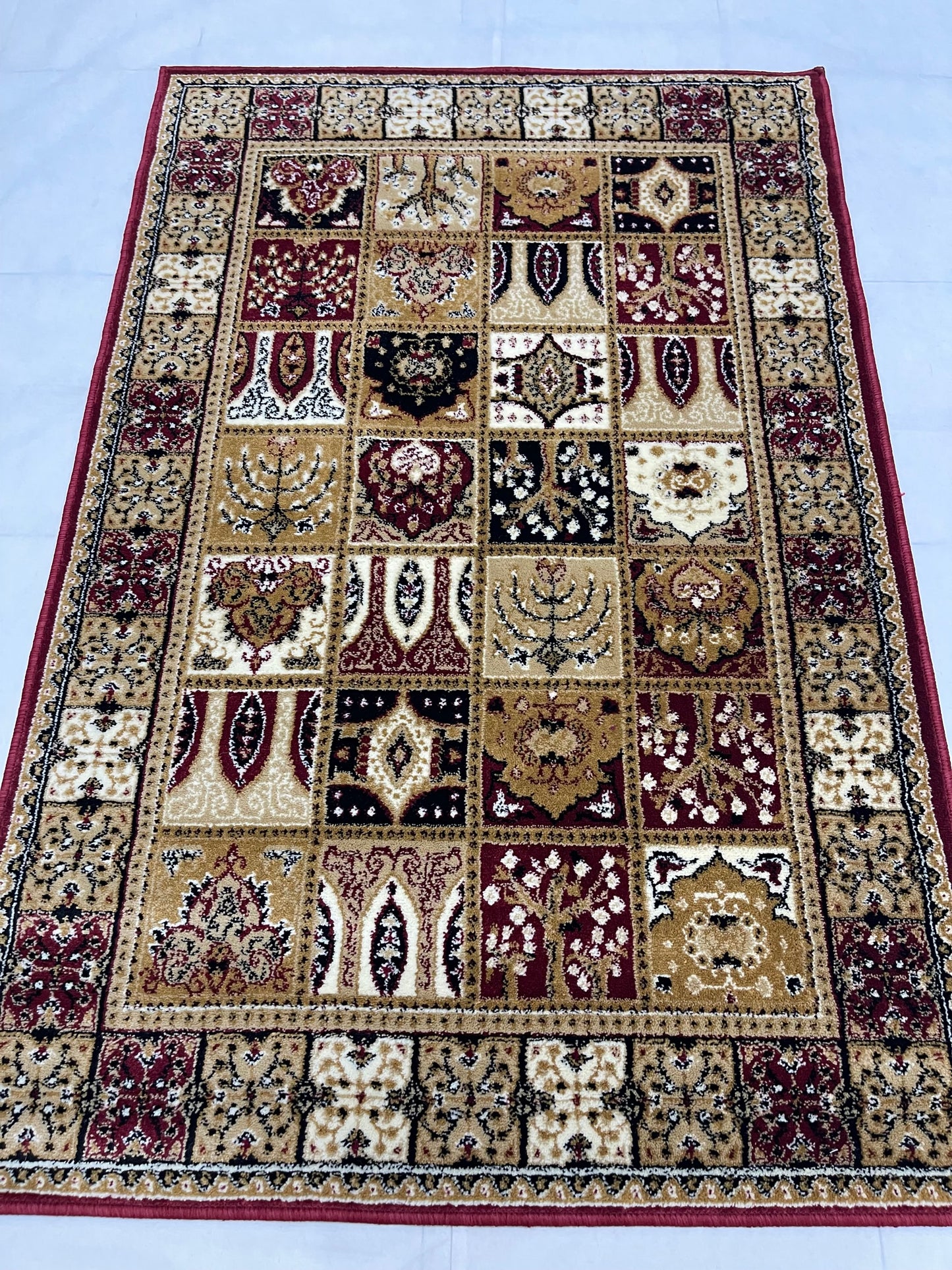 Persian Polypropylene Rug,Woven Back (Article-120-Red) Size : 3 ft width x 5 ft length (100cm x 150 cm)