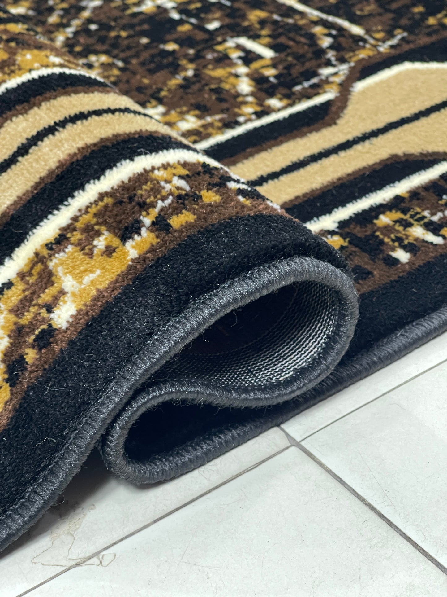 Modern polypropylene Rug,back woven(Article-232-Black)