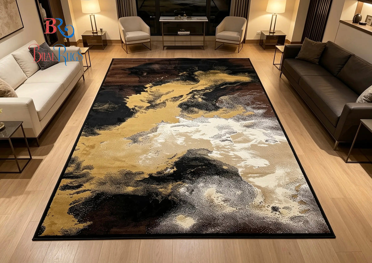 Modern  Polypropylene Rug,back woven(Article-314-Black )