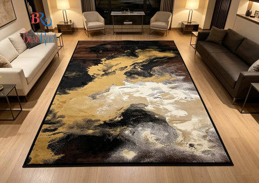 Modern  Polypropylene Rug,back woven(Article-314-Black )