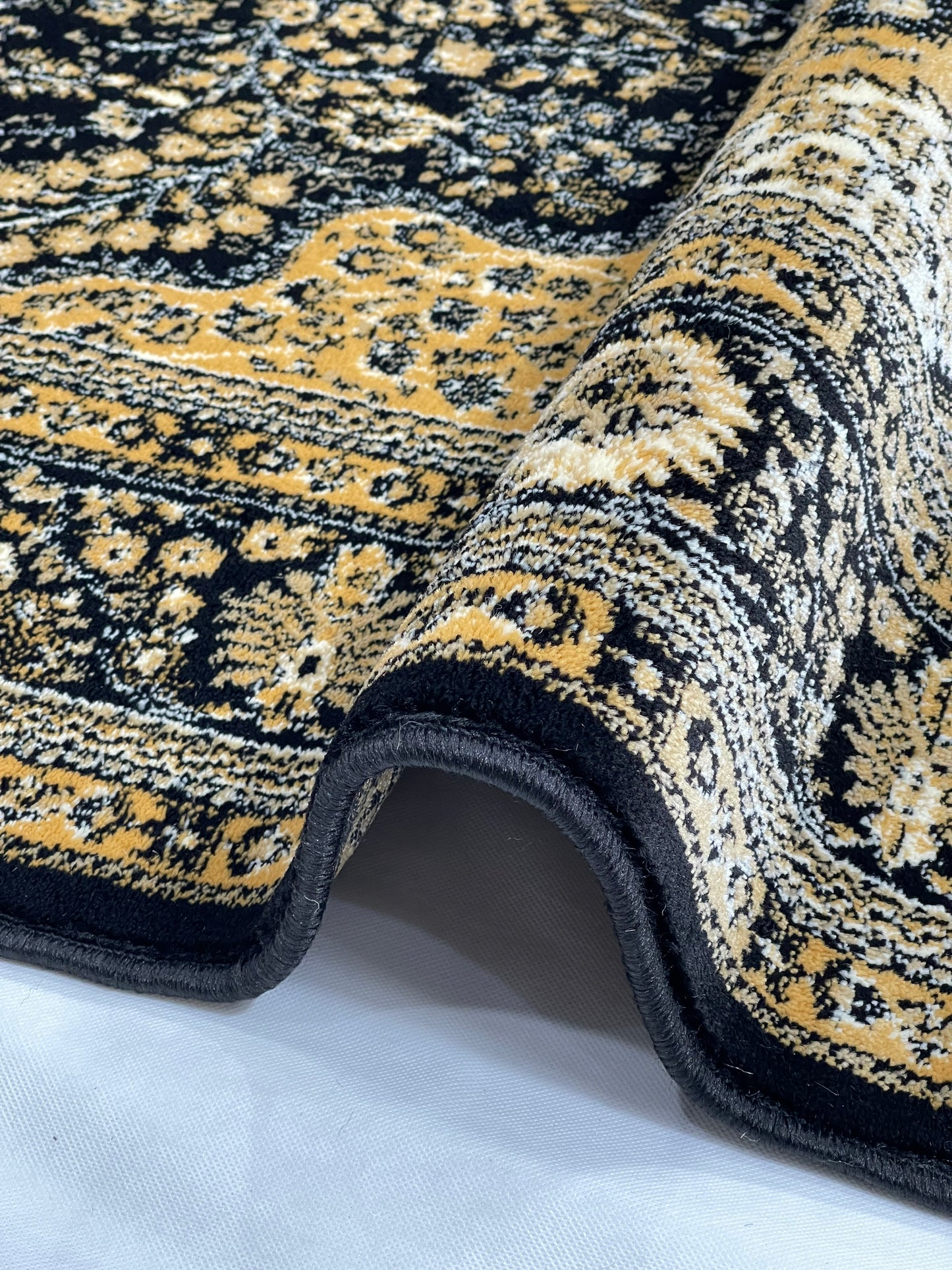 Persian polypropylene Rug,back woven(Article-25-Black) Size : 6.6 ft width x 9.6 ft length (200cm x 290cm)