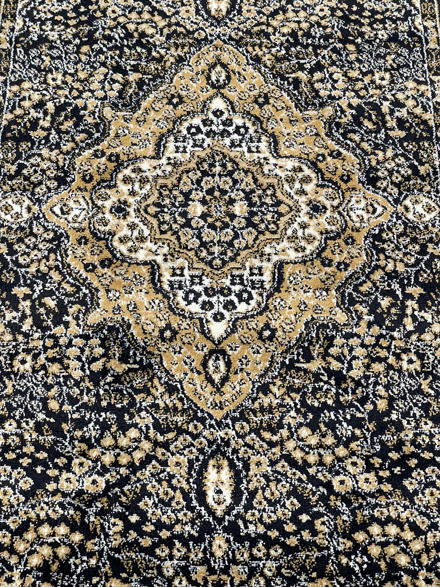 Black Persian Polypropylene Woven Rug.  Size : 2.6 ft width x 6.6 ft length  (80 cm x 200cm)