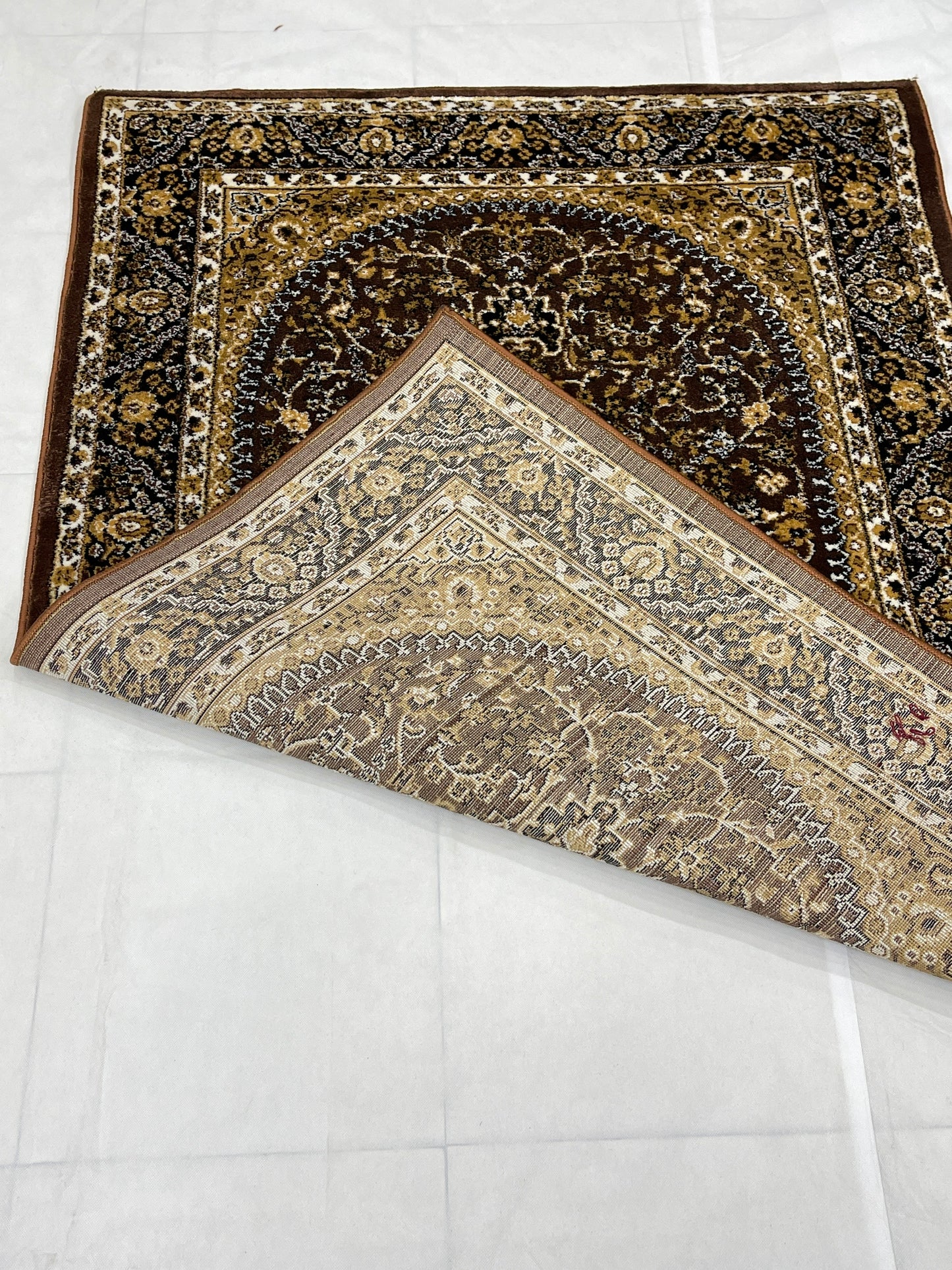Persian Polypropylene Rug,Woven Back (Article-22-Brown)