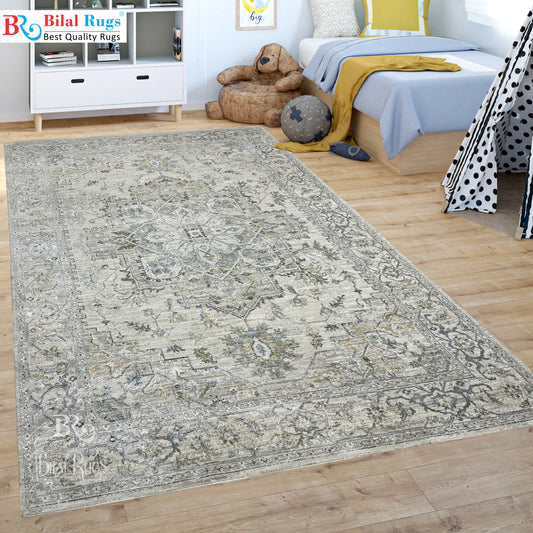 New Turkish Silk (Surya A) 
Size: 6.6 ft width x 9.6 ft length (200cm x 290cm)
Article -627- Off White
