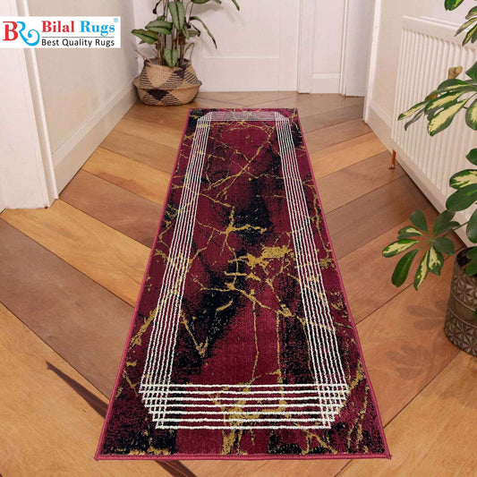 Red Modern Polypropylene Woven Runner.
 Size : 2.6 ft width x 6.3 ft length
 (80 cm x 200cm)