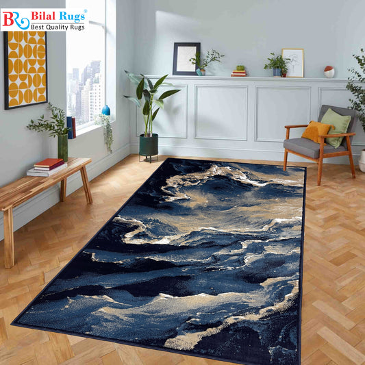 Modern polypropylene Rug,back woven(Article-872-Blue)
Size : 5ft width  x 7.3ft length (150cm x 220cm)