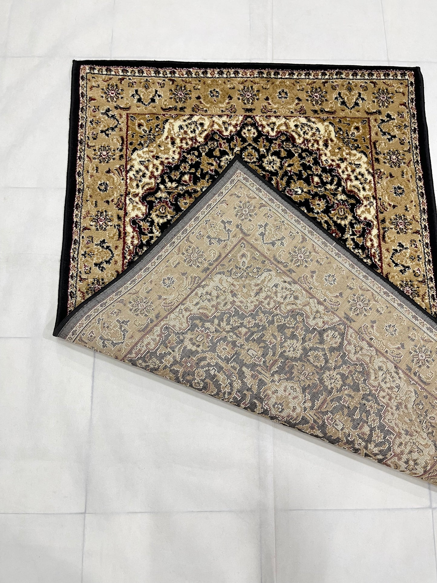 Persian Polypropylene Rug,Woven Back (Article-01-Black) Size : 3 ft width x 5 ft length (100cm x 150 cm)