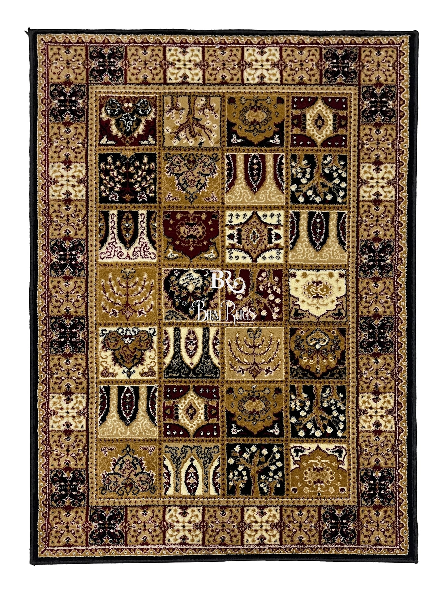 Persian Polypropylene Rug,Woven Back (Article-120-Black) Size : 3 ft width x 5 ft length (100cm x 150 cm)