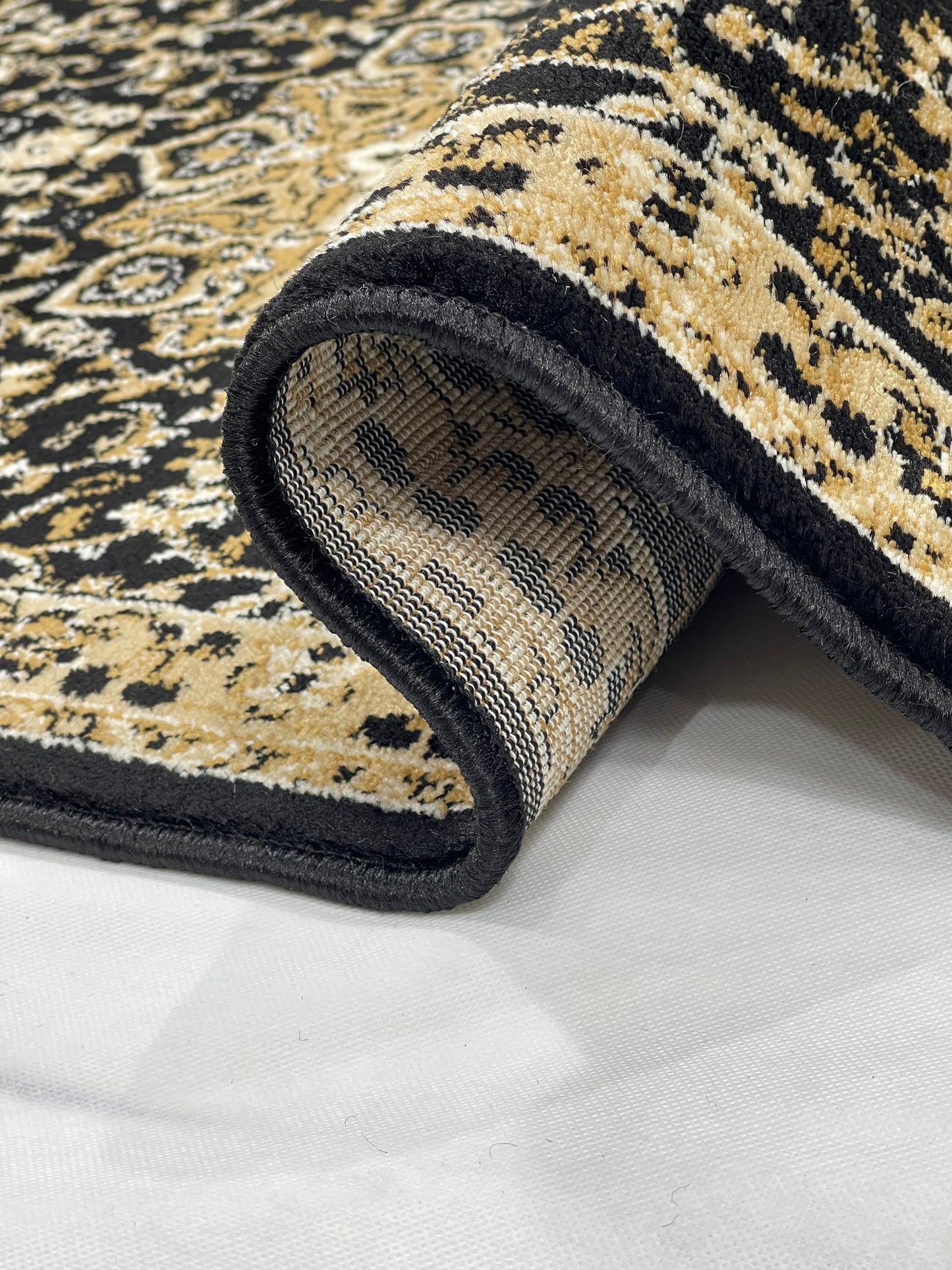 Black Persian Polypropylene Woven Rug.  Size : 2.6 ft width x 6.6 ft length  (80 cm x 200cm)