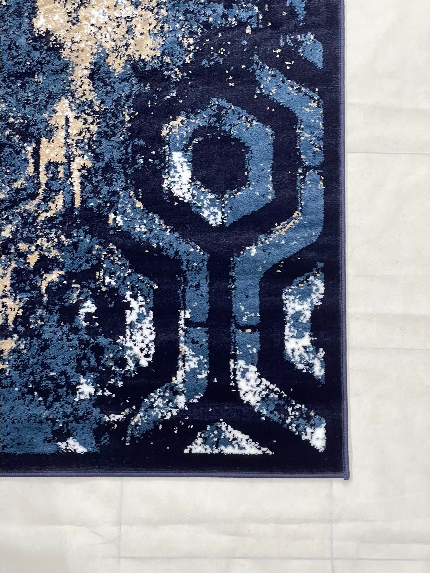Modern Polypropylene Rug Back Woven(Article-381-Blue)