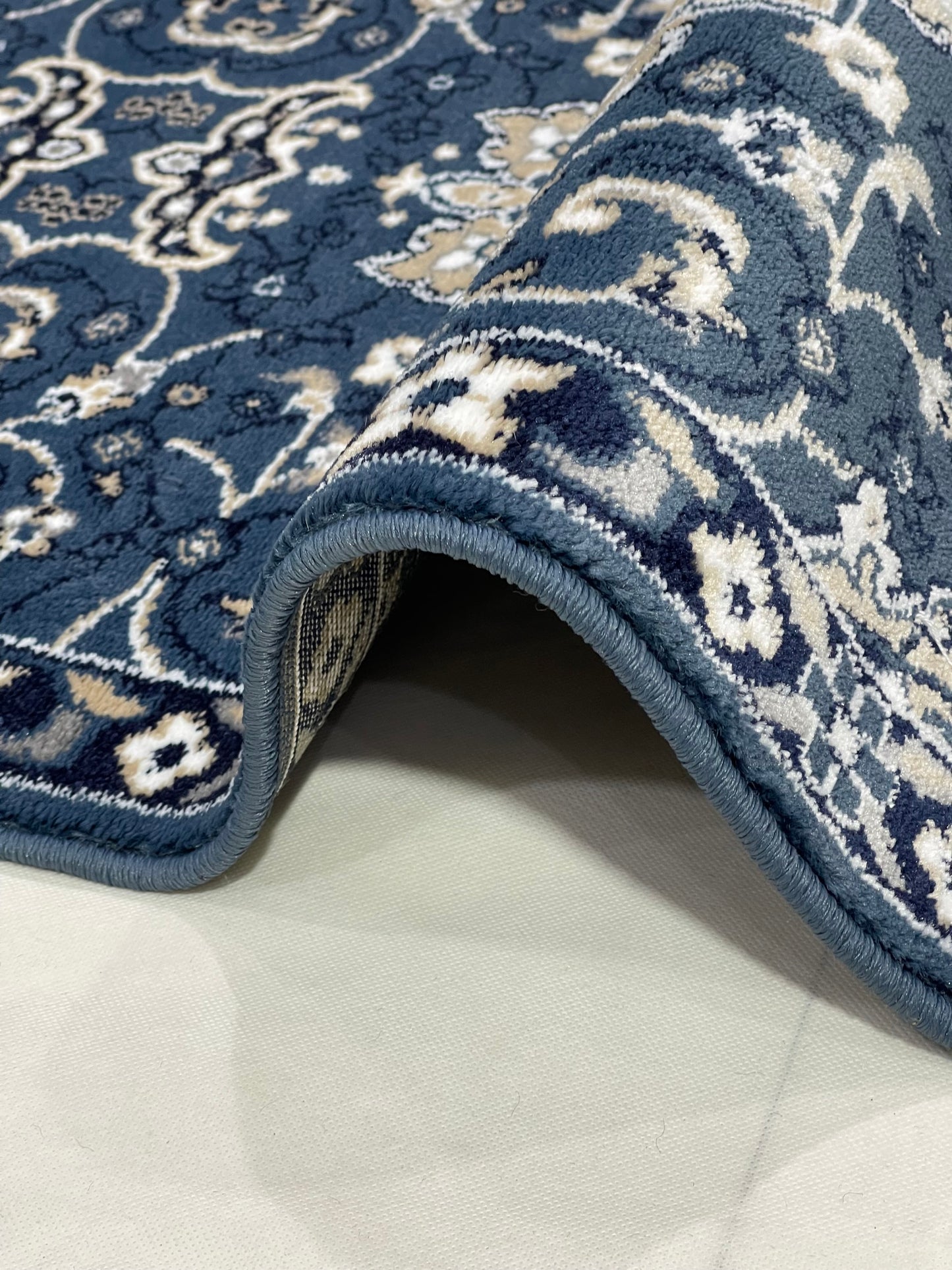 Blue Persian Polypropylene Woven Rug.  Size : 2.6 ft width x 6.6 ft length  (80 cm x 200cm)