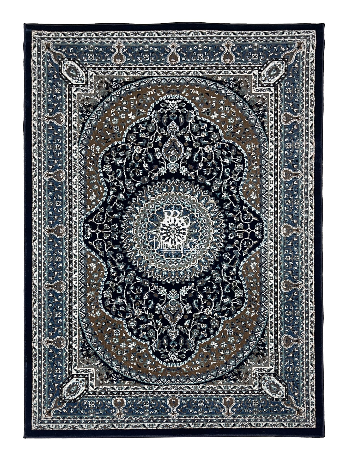 Persian  Polypropylene Rug,back woven(Article-23-Dark Blue)
Size : 5ft width  x 7.3ft length (150cm x 220cm)