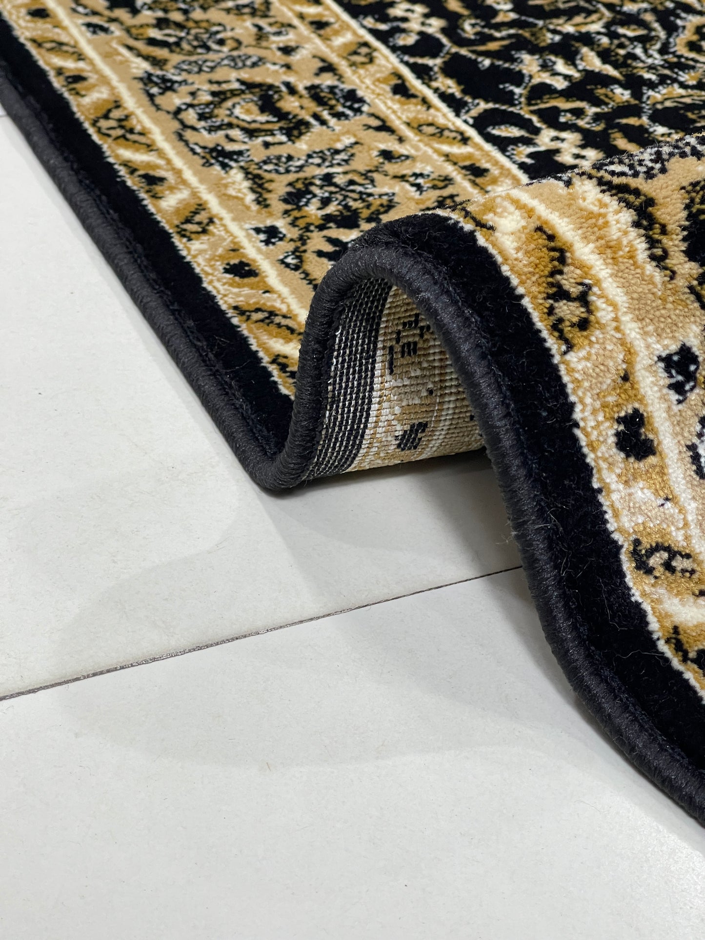 Persian polypropylene Rug,back woven(Article-20-Black)