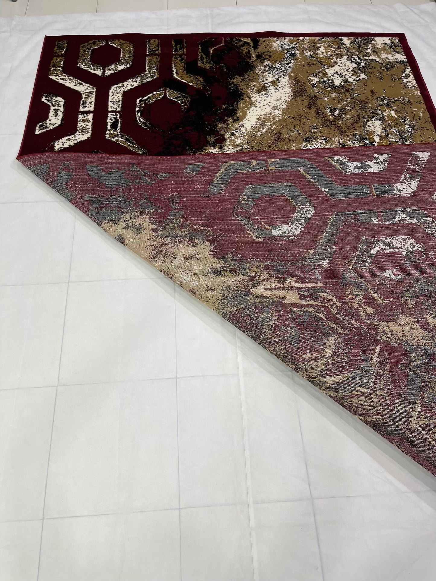 Modern  Polypropylene Rug,Back Woven(Article-6871-Red)