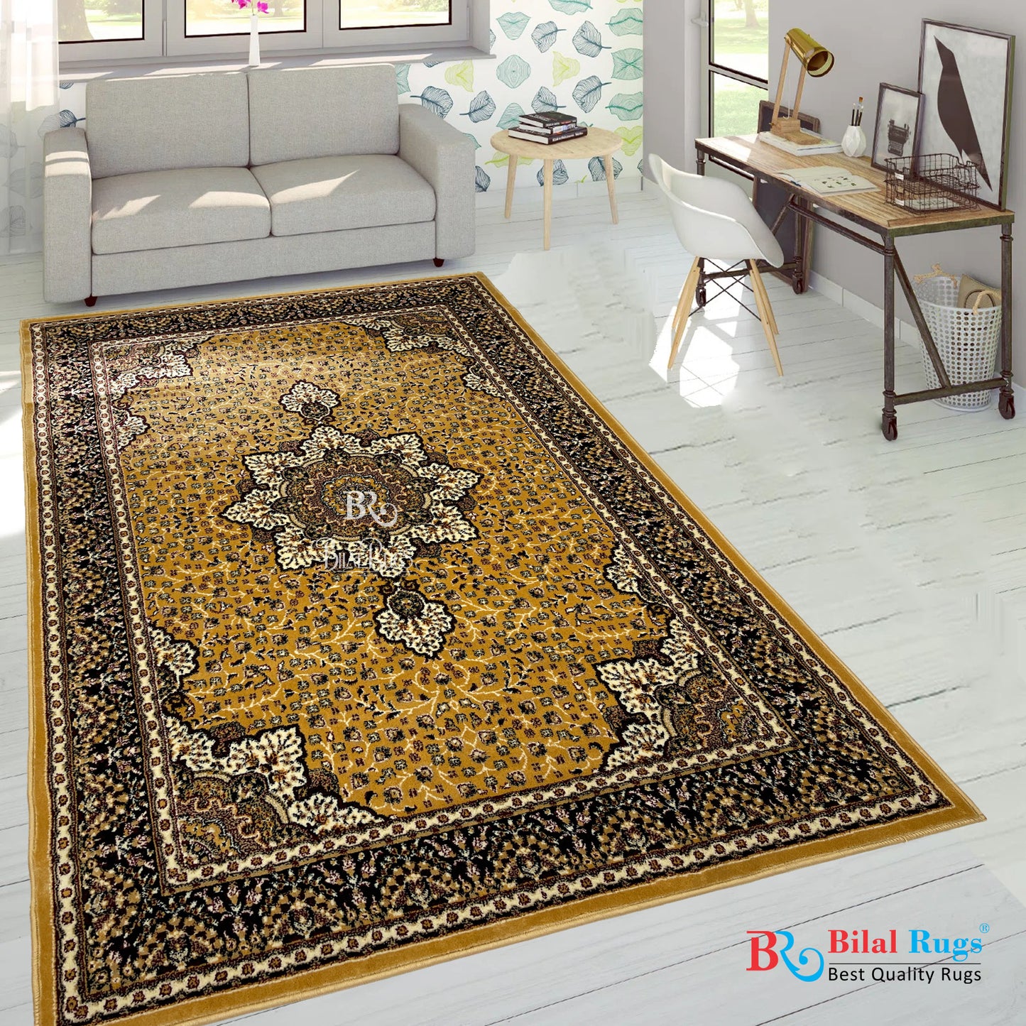Persian polypropylene Rug,back woven(Article-04-Gold)