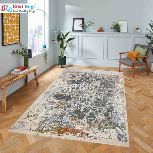 Irani viscose Rug , Woven Back Article-315-Multi Size : 3 ft width x 5 ft length (100 cm x 150cm)