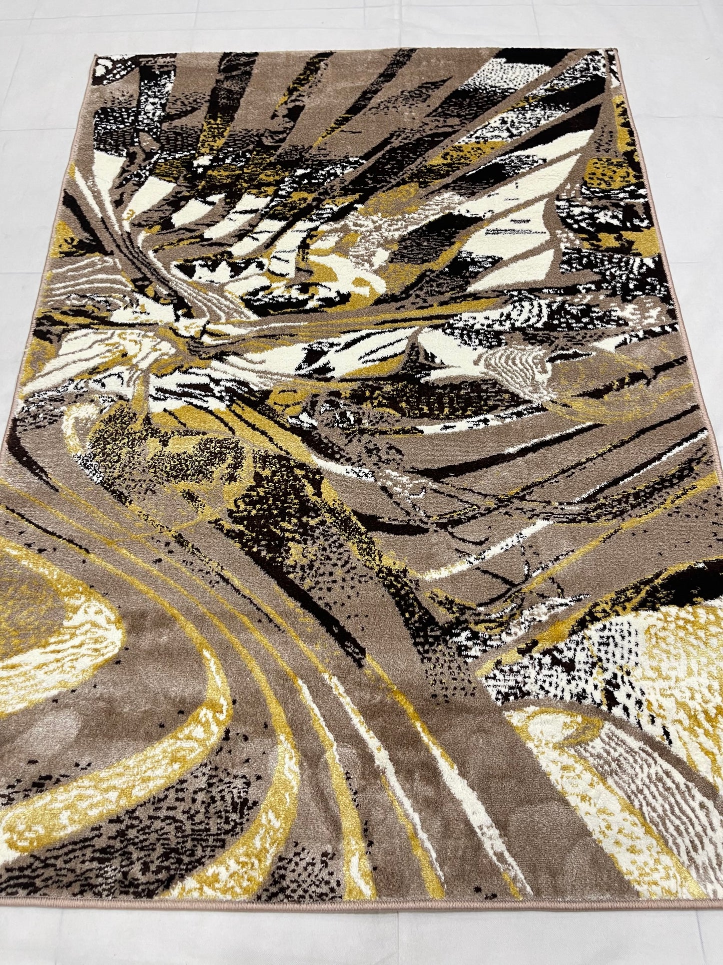 Polyester Silk Woven Rug.(Article-1564-Beige) Size : 4 ft width x 5.6 ft length