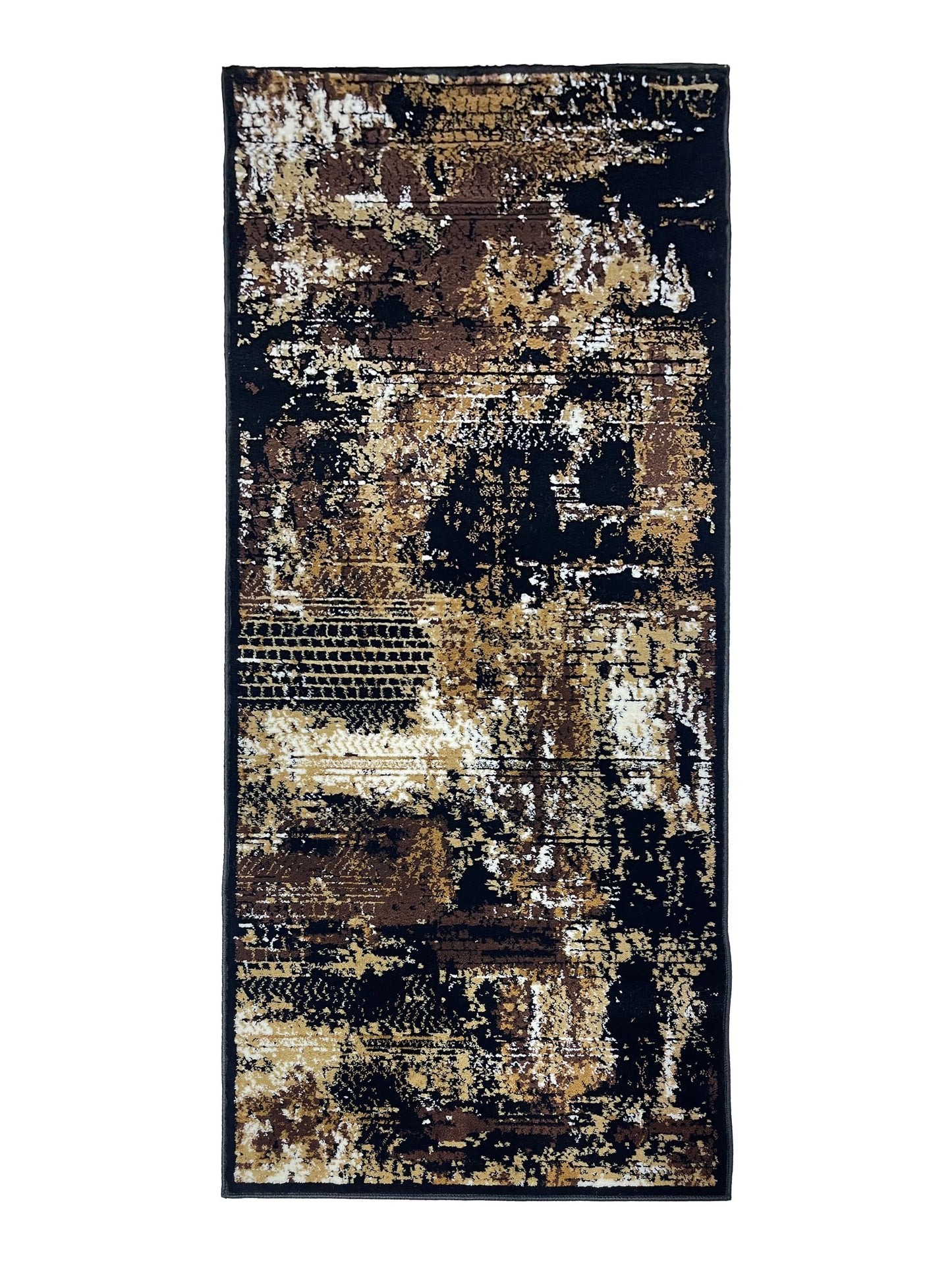 Black Modern Polypropylene Woven Runner.
 Size : 2.6 ft width x 6.3 ft length
 (80 cm x 200cm)