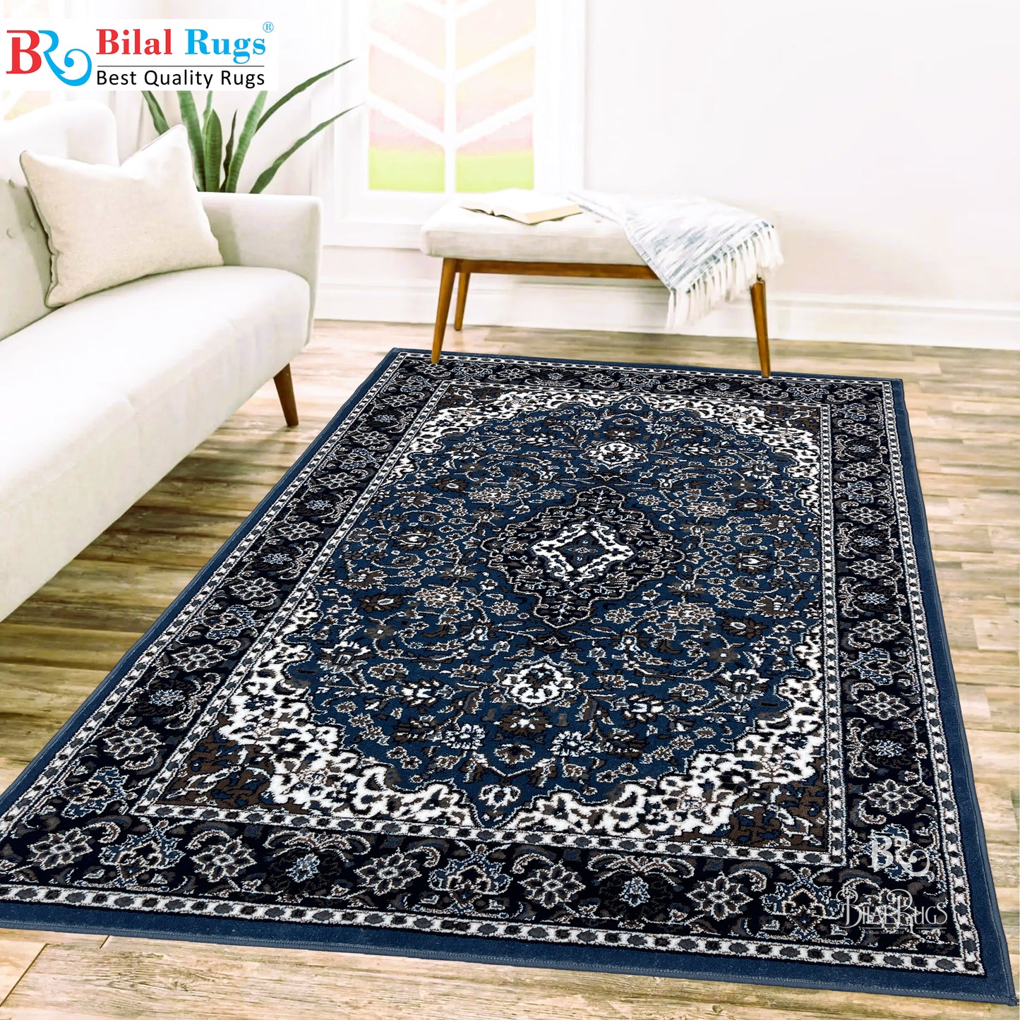 Persian Polypropylene Rug,back woven(Article-01-Blue)