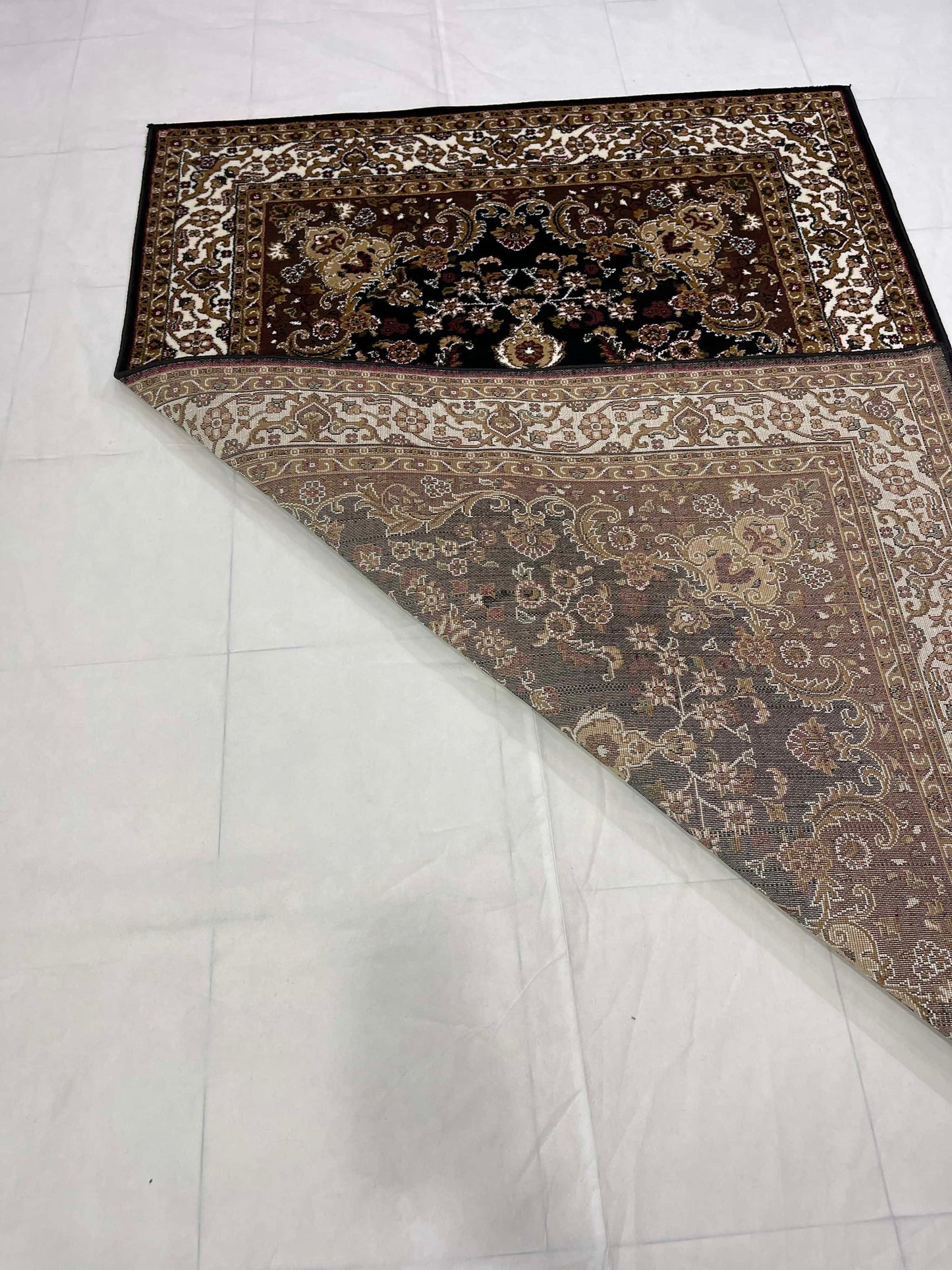 Persian polypropylene Rug,back woven(Article-37-Black)