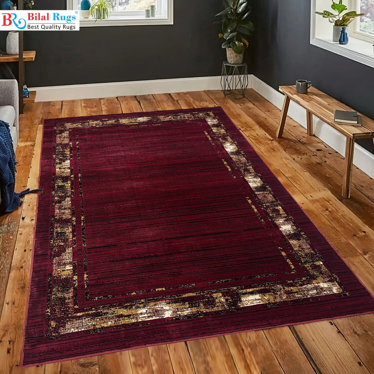Modern polypropylene Rug,back woven(Article-1160-Red)