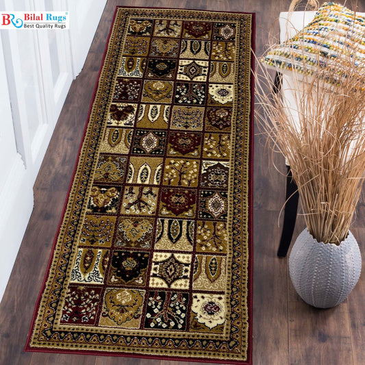 Red Persian Polypropylene Woven runner.
 Size : 2.6 ft width x 6.6 ft length
 (80 cm x 200cm)