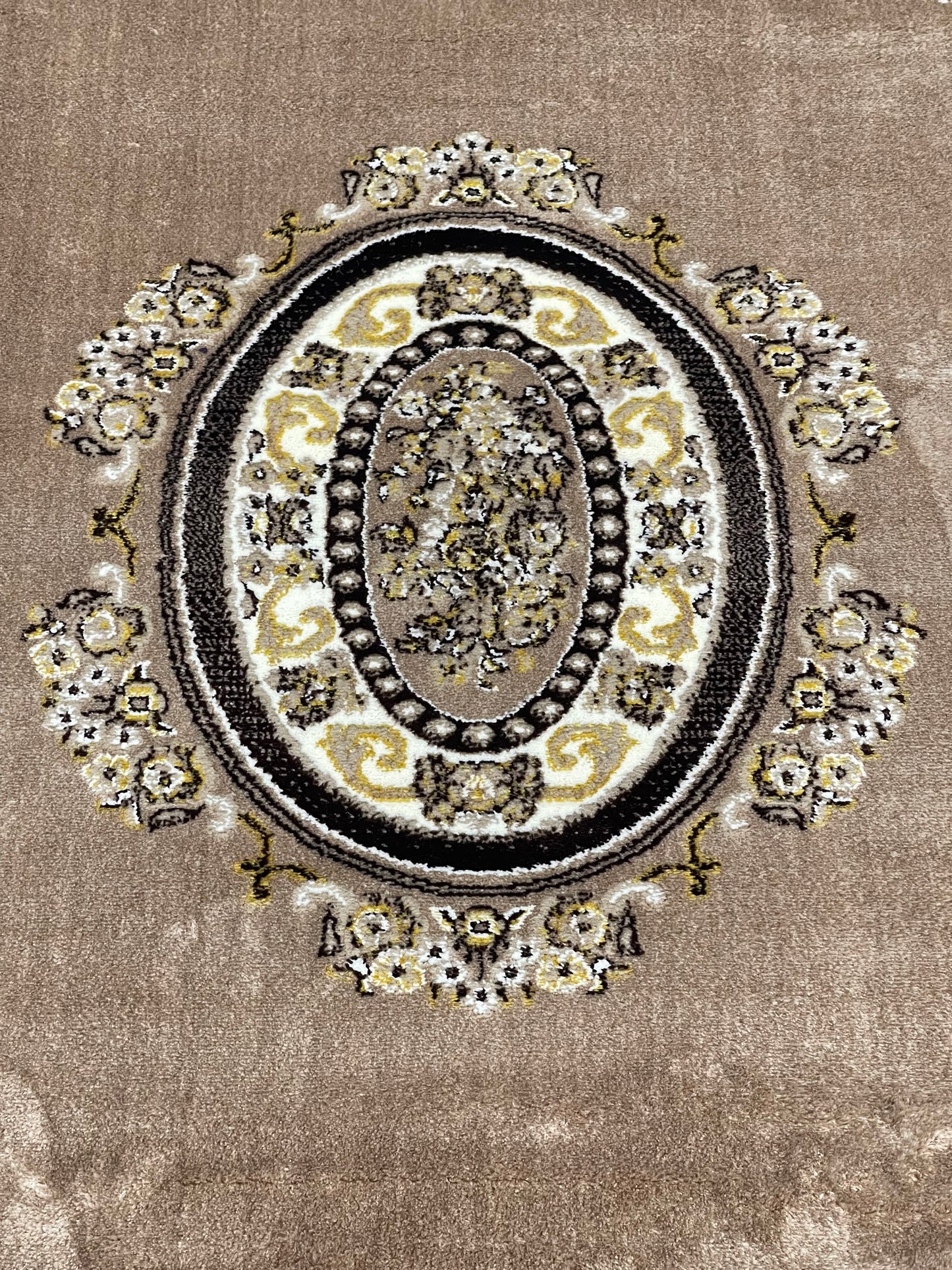 Polyester Silk Woven Rug.(Article-1575-Beige) Size : 4 ft width x 5.6 ft length