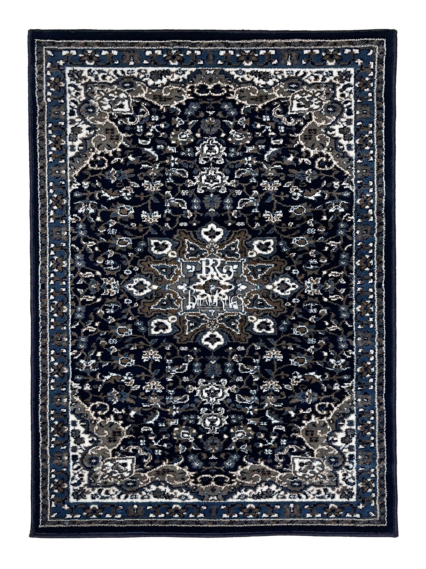 Persian Polypropylene Rug,Woven Back (Article-20-Dark Blue) Size : 3 ft width x 5 ft length (100cm x 150 cm)