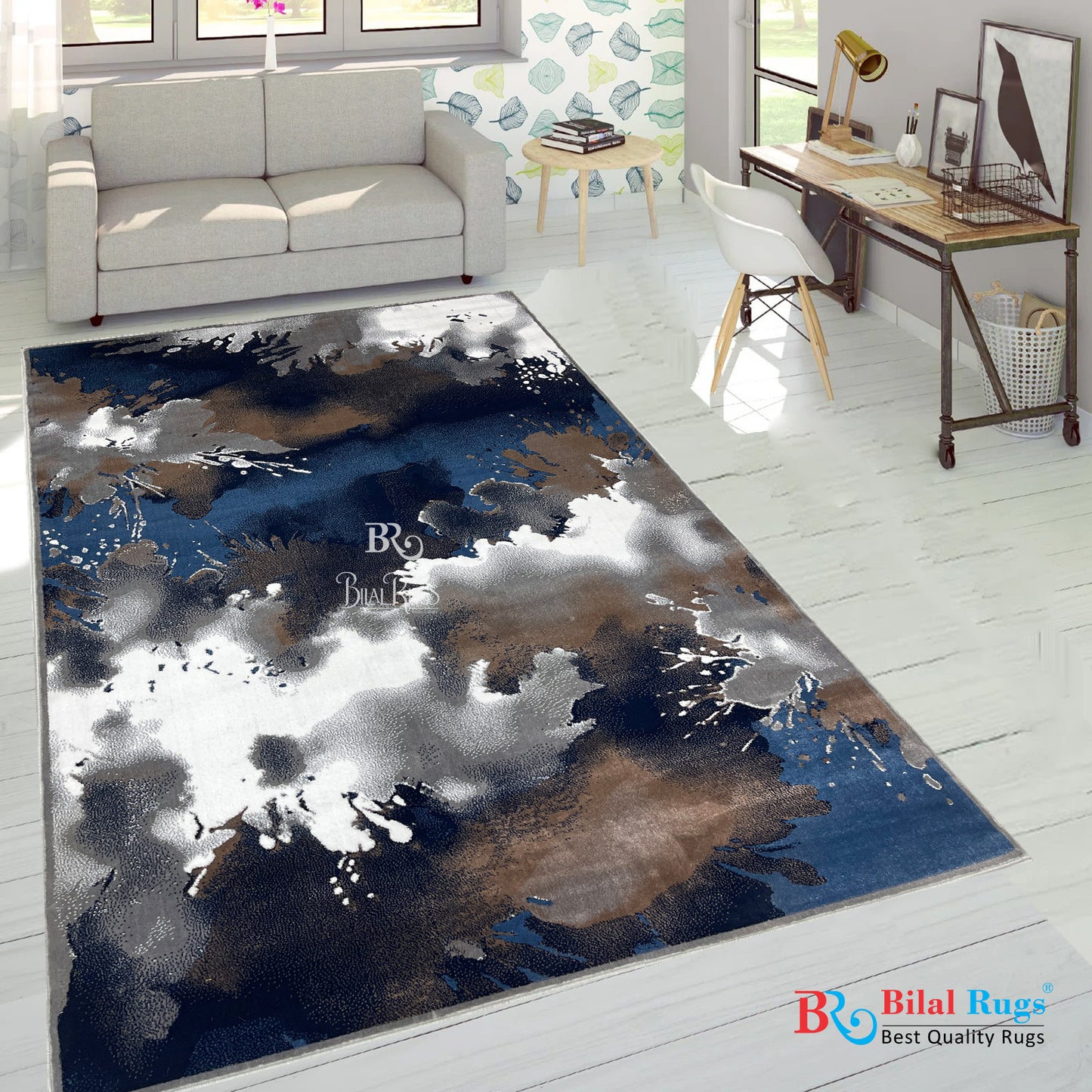 Modern polypropylene Rug,back woven(Article-1146-Grey)