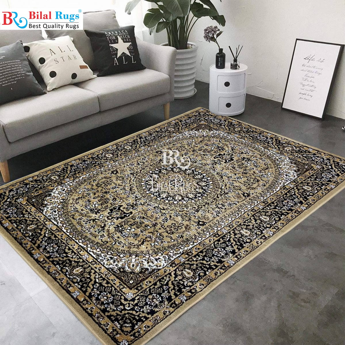 Persian polypropylene Rug,back woven(Article-22-Beige)
