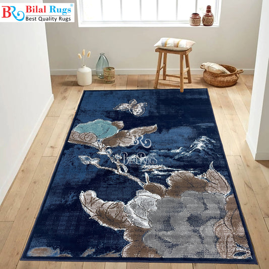 Modern polypropylene Rug,back woven(Article-305-Dark Blue)