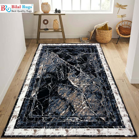 Modern polypropylene Rug,back woven(Article-655-Black,Blue,White)
Size : 5ft width  x 7.3ft length (150cm x 220cm)