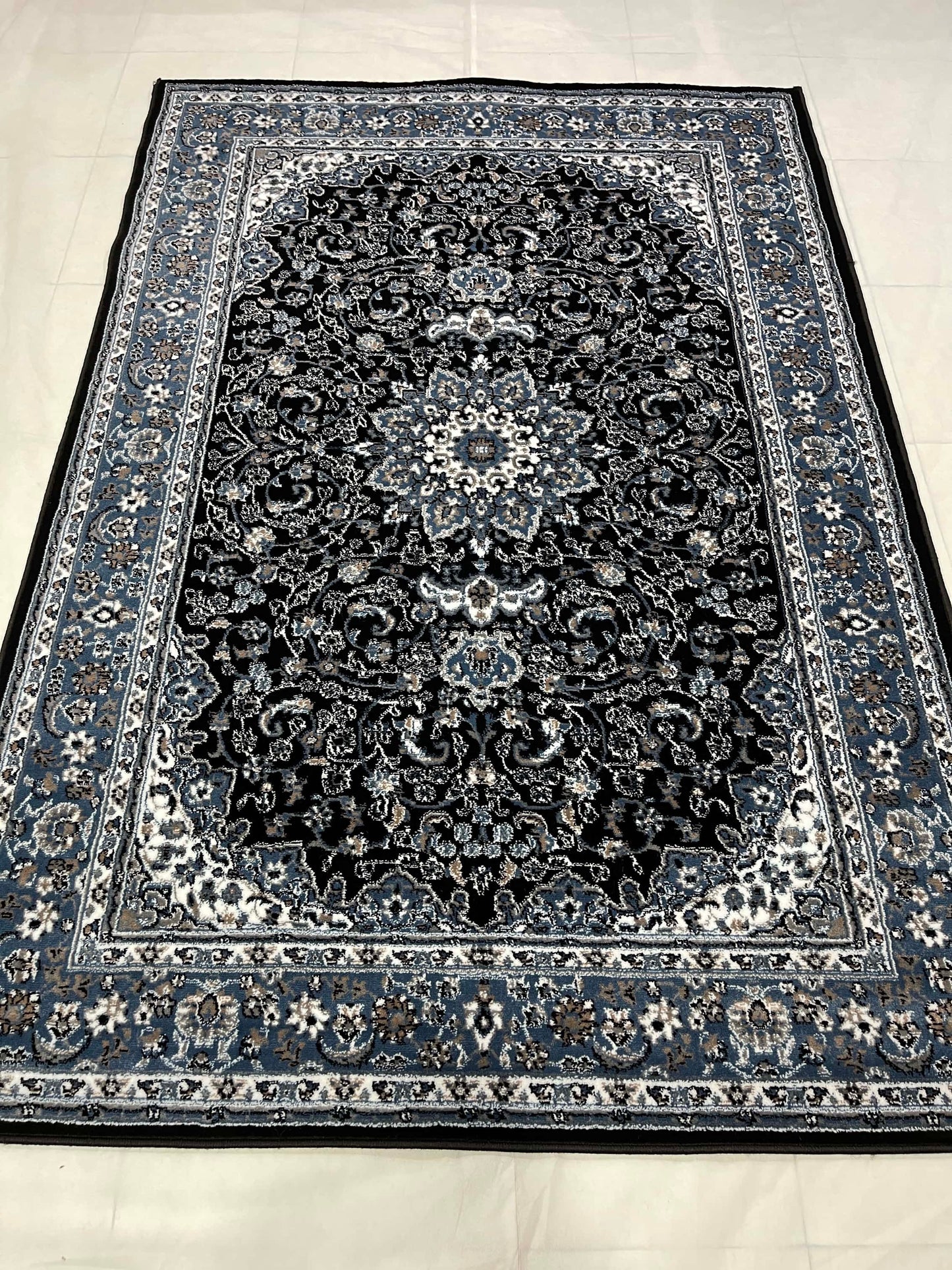 Persian Polypropylene Rug,back woven(Article-25-Black, Blue )
Size : 5ft width  x 7.3ft length (150cm x 220cm)