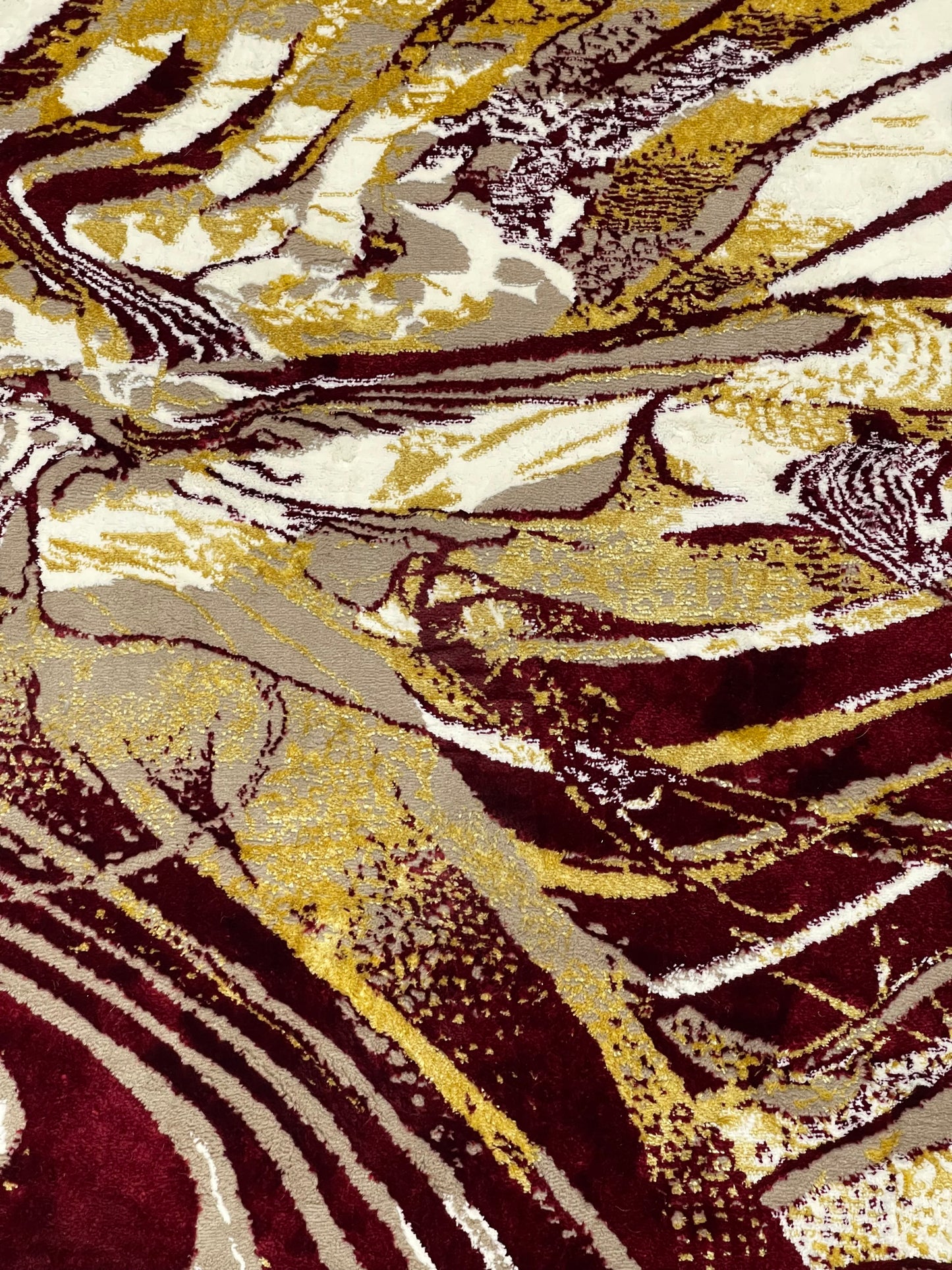 Polyester Silk Woven Rug.(Article-1556-Red , Gold) Size : 4 ft width x 5.6 ft length