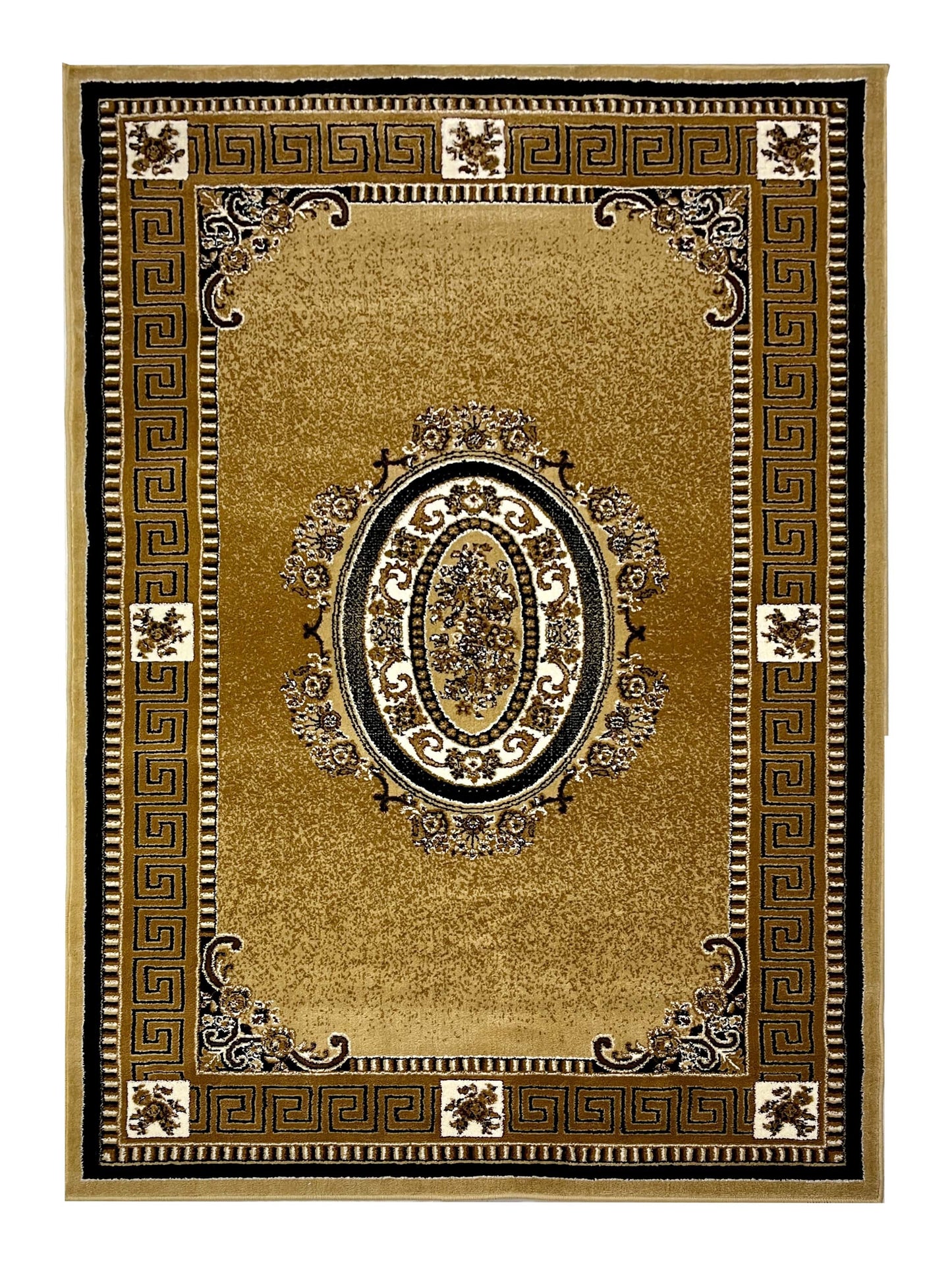 Versace polypropylene Rug,back woven(Article-75-Beige)