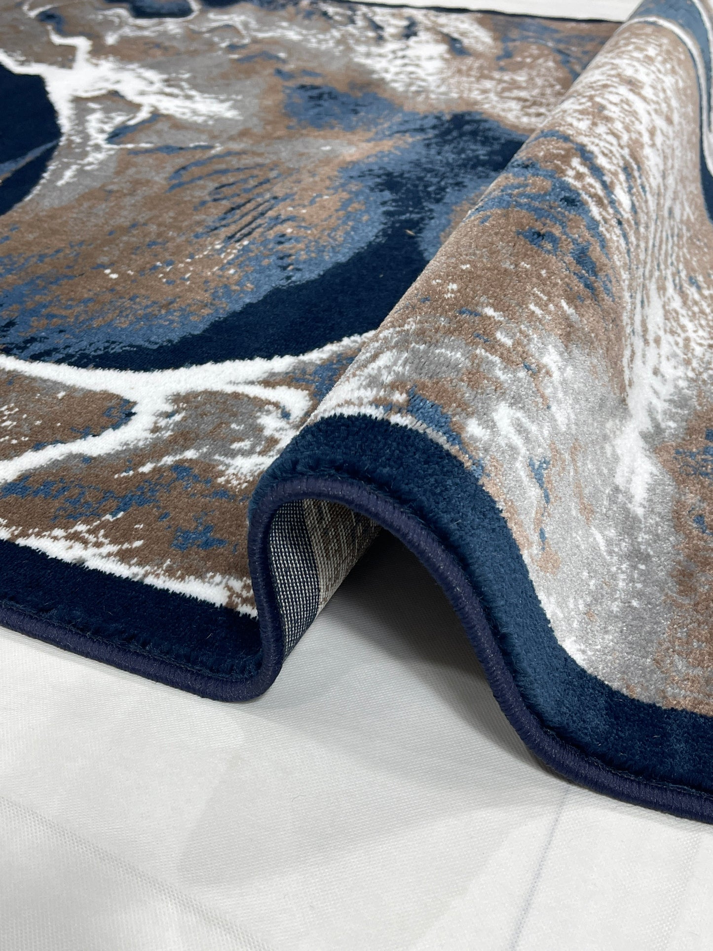 Modern polypropylene Rug,back woven(Article-1221-Dark Blue) Size : 5 ft width x 7.3 ft length ( 150 cm x 220 cm)