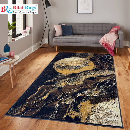 Modern Polypropylene Rug,back woven(Article-1654-Black)
Size : 5ft width  x 7.3ft length (150cm x 220cm)