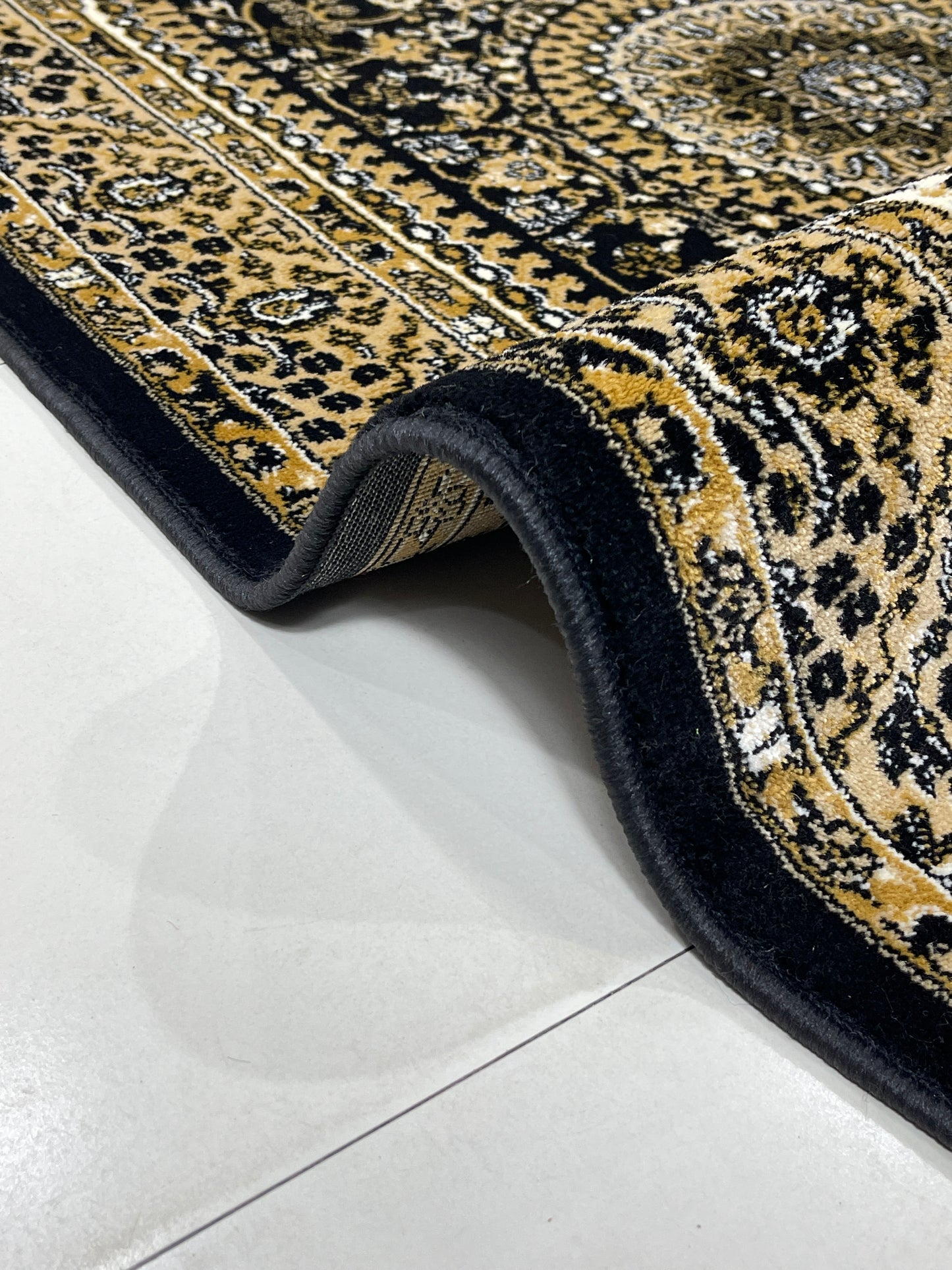 Persian polypropylene Rug,back woven(Article-22-Black)