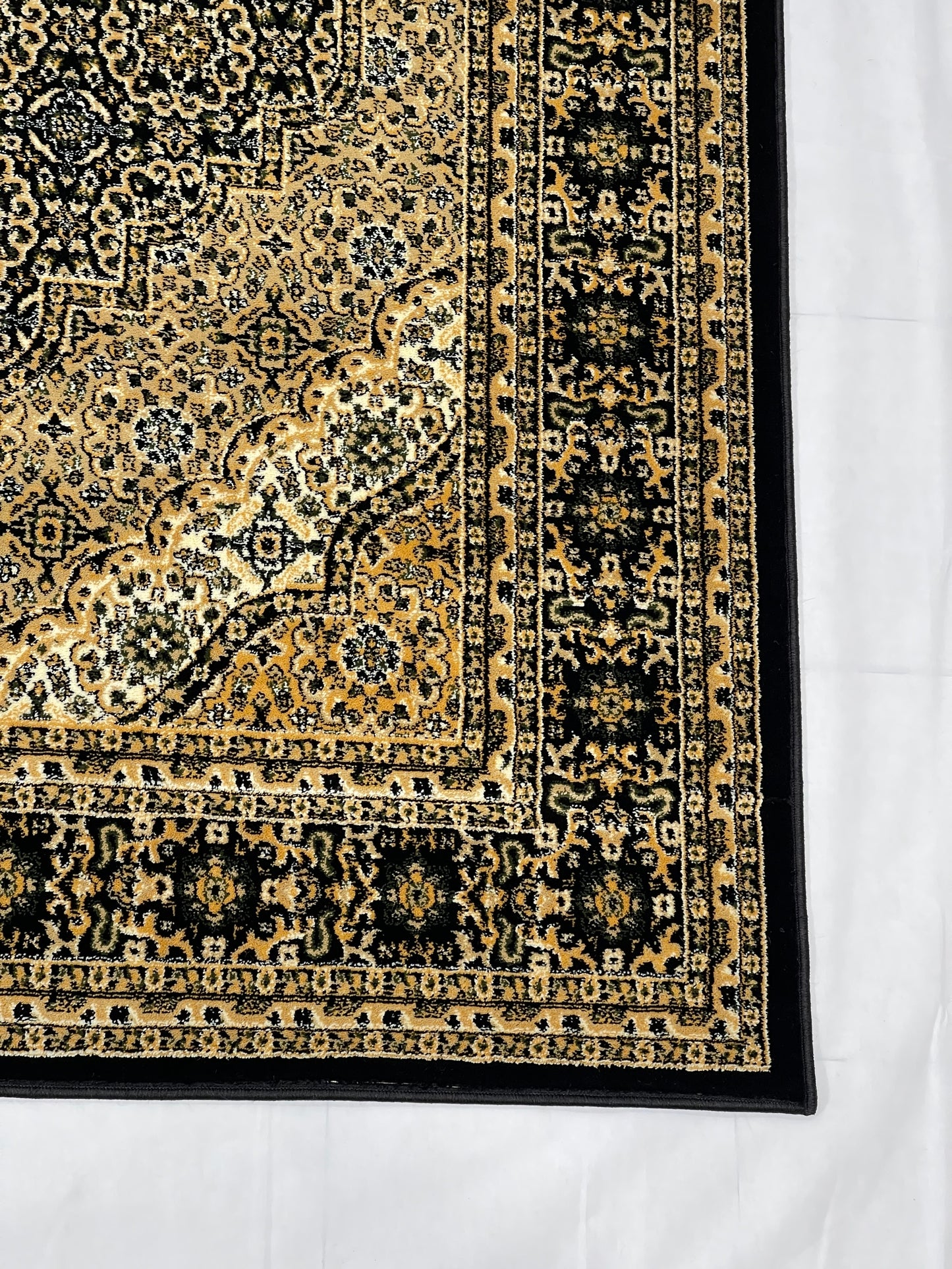 Persian polypropylene Rug,back woven(Article-99-Black) Size : 6.6 ft width x 9.6 ft length (200cm x 290cm)