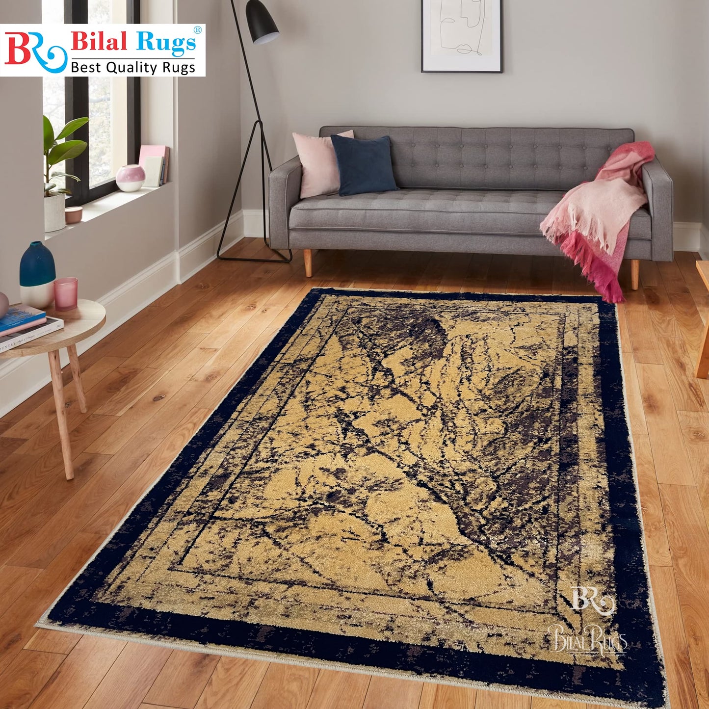 Modern Polypropylene Rug,Woven Back
(Article-68-Gold)
Size : 3 ft width x 5 ft length (100cm x 150 cm)