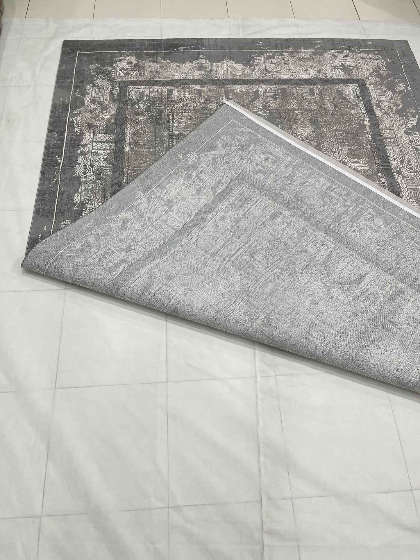 Irani Vintage Woven Rug.  Article -2085-Grey Size: 6.6 ft width x 9.6 ft length (200cm x 290cm)